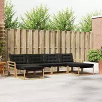 Lauko sofos komplektas 6 vnt. Balta ir juoda