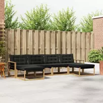 Lauko sofos komplektas 6 vnt. Balta ir juoda