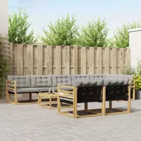 Lauko sofos komplektas 9 pcs Balta ir šviesiai pilka