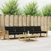 Lauko sofos komplektas 5 vnt. 4 vietos Balta ir juoda