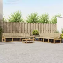 Lauko sofos komplektas 9 vnt. Balta ir kreminė