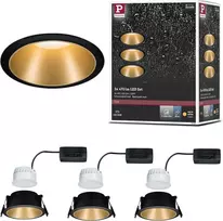 Paulmann įleidžiamų LED šviestuvų rinkinys 3 × 6,5 W, IP44, 2700 K, reguliuojamas, juodas matinio aukso, Cole 93404