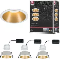 Paulmann LED įleidžiama apvali lubinė šviestuvo kolekcija Cole, 3 × 6,5 W, balta ir matinė aukso, 2700 K, komplektas