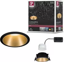 Paulmann įleidžiamas LED šviestuvas Cole, apvalus, 6,5 W, 2700 K, juodas, matinis auksas, 93403