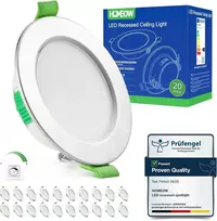 HOMEOW įleidžiami LED šviestuvai, 5 W, 230 V, reguliuojami, 68–80 mm, 3 spalvų temperatūros, 20 vnt. rinkinys