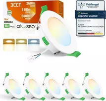 ALUSSO įleidžiamas LED reflektorius 4 W, 310 lm, IP44, reguliuojamas, baltas, 6 vnt. DL-SS20-104LND3