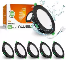 ALUSSO įleidžiamų LED šviestuvų rinkinys, 230 V, 5 W, 400 lm, IP44, 3 spalvų temperatūros, juodi, 6 vnt. DL-SS25-105LND3