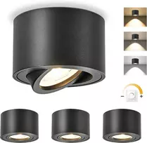 Lubinis šviestuvas GeyouLux LED lubinė šviestuvų rinkinys, 5 W, apvalūs, 3 spalvų temperatūros, juodi, 4 vnt.