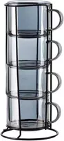 Mondex Since 1986 PETER Pilkas Komplet 4 filiżanek na stojaku 350ml 12,5x12,5x27 cm