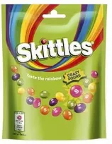 Kramtomieji saldainiai SKITTLES Crazy Sours rūgštūs vaisių skonio traškiame cukraus glajuje, 152 g