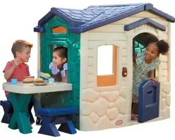 Little Tikes sodo namelis su PATIO ir stebuklingu varpeliu Tamsiai mėlyna ir žalia