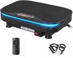 Vibracijos plokštė sporto pratimams, Bluetooth funkcija, nuotolinio valdymo pultelis, 99 greičio pakopos, plastikas, plienas, juoda