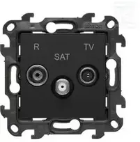 Kontakt-Simon Simon 24 Lizdas antenowe R-TV-SAT przelotowe juoda mat NASP.01/49
