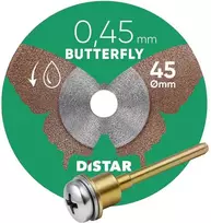 45 mm, ploniausias - 0,45 mm storio deimantinis diskas su koteliu graveriui, plytelėms pjauti, Butterfly, Distar