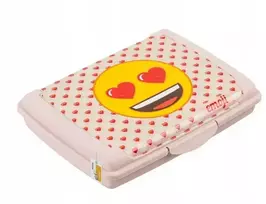 Mpl Power Keeeper maisto laikymo indelis su dekoratyvine spragtelėjimo formos dėžute, mini, 0,5 l, Carla, „Emoji Hearts“, 17 x 13 x 3,5 cm, rožinis
