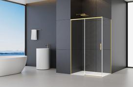 Dušo kabina Treviso Gold 120X80X195, skaidrus Easy Clean stiklas 6mm, šlifuoto aukso profilis