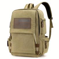 Vintažinė drobinė kuprinė, Khaki spalva