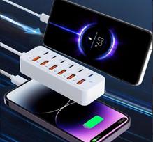 Modernus daugiafunkcis greito įkrovimo adapteris 6×Type-C + 6×USB-A Ports