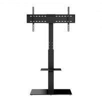 TV staliukas, pasukamas grindinis TV stovas 70x40x140 cm, reguliuojamas, stiklinė bazė