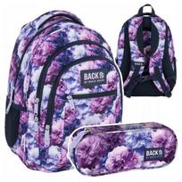 Mokyklinės kuprinė su priedais BackUP Violet Bloom, violetinė