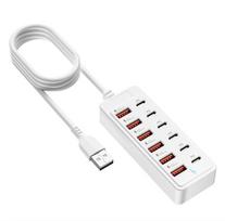USB įkrovimo stotelė su 6 USB ir 6 USB-C (PD) jungtimis, Juoda