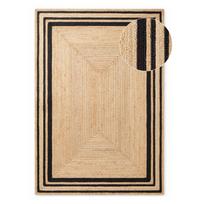 Apverčiamas/rankų darbo juodos spalvos/natūralios spalvos iš džiuto kilimas 80x150 cm Looma – Hanse Home