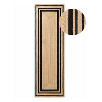 Apverčiamas/rankų darbo juodos spalvos/natūralios spalvos iš džiuto kilimas 80x250 cm Looma – Hanse Home