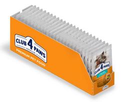 Club 4 Paws su triušiena drebučiuose suaugusioms sterilizuotoms katėms 24 x 80 g