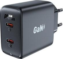 GaN 35W PD 2x USB C Acefast A49 greitasis įkroviklis - juodas
