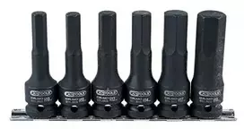 Smūginių galvučių antgalių komplektas 1/2", ilgos,HEX 8-19m, KS Tools