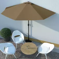Balkono skėtis su aliuminio stulpu, taupe, 300x155cm, pusinis