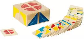 Goki Medinė loginė Tetris dėlionė su 18 spalvotų kaladėlių ir užduočių kortelėmis vaikams nuo 3 metų