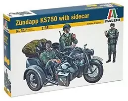 Italeri Zundapp KS750 su priekaba 1/35 plastikinis surenkamas modelis