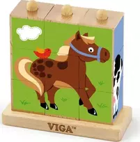 Dėlionė Eitech Viga mediniai kubeliai ūkyje 24M+ 50833