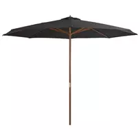Lauko skėtis su mediniu stulpu, antracito spalvos, 350cm