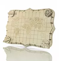 Dėlionė WOODEN CITY Medinė Pasaulio Žemėlapių Modelis Su Pavadinimais