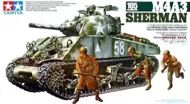Tamiya tankas M4A3 Sherman 105 mm haubica, 1/35 plastikinis rinkinys