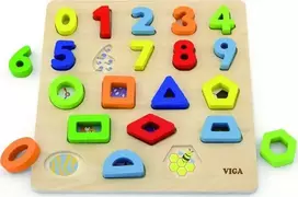 Viga medinė dėlionė skaičiai figūros 18M+ 50119