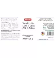MEDICURA Maisto papildas Teufelskralle+Zink+Selen +Vit. C+Antiox, 60 kaps.
