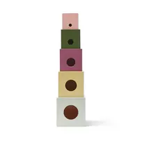 Kid's Concept - Mediniai krovimo kubeliai, 5 vnt | Daugiaspalvis (EDVIN)