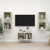 TV staliukas Televizoriaus spintelių komplektas, 5 dalių, ąžuolo, mediena