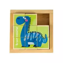 Edukacinė, medinė, kaladėlių dėlionė Ecotoys Dino