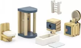 Viga Toys Medinių baldų rinkinys lėlių nameliui vonios kambariui VIGA PolarB