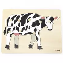 Viga Toys Viga medinis montessori dėlionės karvė su Pinski