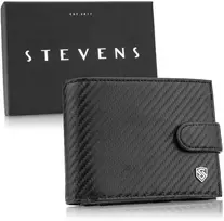 Vyriška odinė piniginė Stevens 325A Carbon, juoda