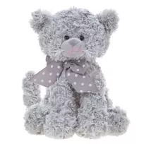 Beppe Pliušinis žaislas - pilkas kačiukas su kaspinu "Beatrice", 25 cm