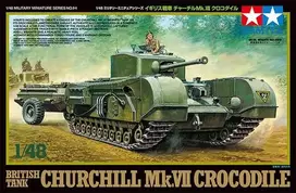 Tamiya Churchill Mk.VII Crocodile britų tankas 1/48 surinkimo rinkinys