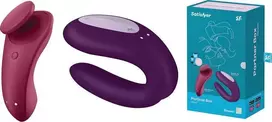 Satisfyer MAIŠELIO MAIŠELIS Partner Box Sexy Secret Panty Vibrator + Double Joy Partner Vibratoriaus vibratoriaus rinkinys