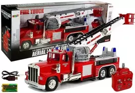 Lean Toys Gaisrinės mašina su nuotoliniu valdymu ir ištraukiama kopėčia, 60 cm, 1:18