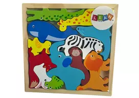 Lean Toys Edukacinė medinė dėlionė gyvūnai 12 vnt.